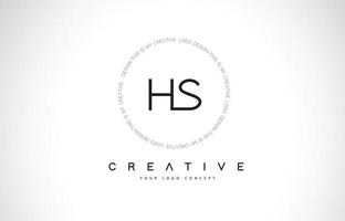 hs hs design de logotipo com vetor de letra de texto criativo em preto e branco.
