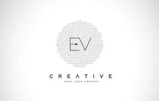 ev ev logo design com vetor de letra de texto criativo em preto e branco.