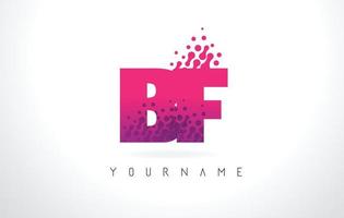 logotipo da letra bf bf com design de pontos de partículas e cor roxa rosa. vetor