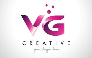 Projeto do logotipo da letra vg com cores roxas e pontos vetor