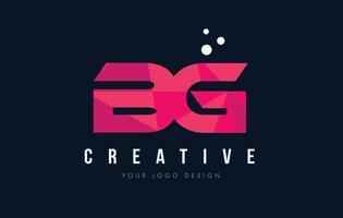 Logotipo da letra bg bg com conceito de triângulos rosa poli baixa roxa vetor