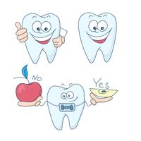 Arte sobre o tema da odontologia infantil. Dentes com aparelho. vetor