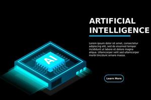inteligência artificial, banner IA da web, conceito de computação em nuvem isométrica, mineração de dados, isométrica, rede neural, programação de máquina vetor