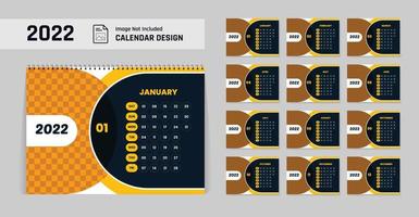 design de calendário de ano novo 2022 modelo moderno e amarelo vetor