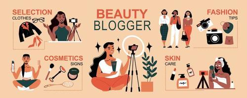 infográficos de blogueiras de beleza vetor