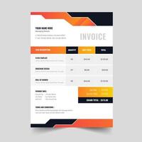 inovice moderno colorido ou recibo de pagamento em dinheiro e layout de tabela de preços vetor