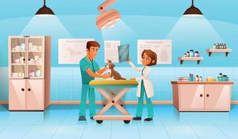 composição de desenhos animados de clínica veterinária vetor