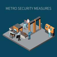 composição isométrica de segurança do metrô vetor