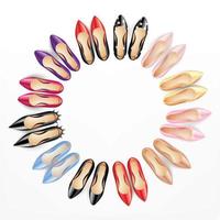 composição circular de sapatos femininos vetor