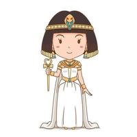personagem de desenho animado da rainha cleópatra. garota egípcia em roupas antigas. vetor