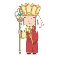 personagem de desenho animado do monge budista chinês, tang sanzang na jornada do romance para o oeste. vetor