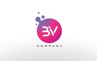 design de logotipo de pontos de letra bv com bolhas na moda criativas. vetor