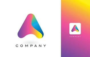 uma carta de logotipo com cores vibrantes de arco-íris bonitas. logotipo roxo e magenta de letras na moda coloridas. vetor