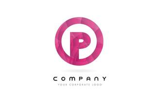 design do logotipo da letra p com padrão circular roxo. vetor