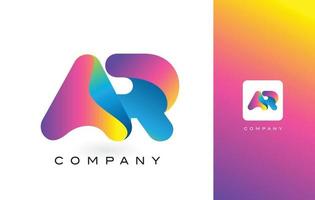 carta do logotipo ar com cores vibrantes e lindas do arco-íris. vetor de letras roxas e magenta na moda colorida.
