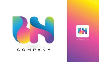 carta com o logotipo da bn com cores vibrantes e lindas do arco-íris. vetor de letras roxas e magenta na moda colorida.