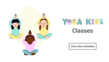 vetor modelo de banner web horizontal colorido aulas de ioga para crianças