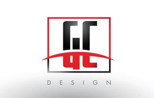 letras do logotipo gc gc com cores vermelhas e pretas e swoosh. vetor