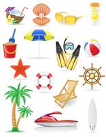 conjunto de ilustração em vetor praia ícones