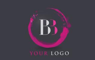 conceito de escova de respingo roxo circular de logotipo de letra bb. vetor