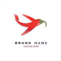 logotipo do pimentão vermelho voando desenhos em forma de avião vetor comida picante para a marca ou empresa