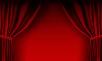cortina de veludo vermelho colorido realista dobrada. cortina de opção em casa no cinema. ilustração vetorial.