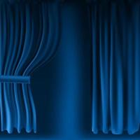 cortina de veludo azul colorido realista dobrada. cortina de opção em casa no cinema. ilustração vetorial