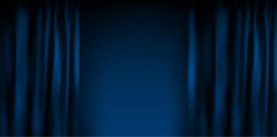 cortina de veludo azul colorido realista dobrada. cortina de opção em casa no cinema. ilustração vetorial