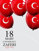 18 de março, dia da vitória de canakkale, turco. 18 mart canakkale zaferi kutlu olsun. ilustração vetorial vetor