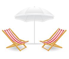 cadeira de praia e ilustração vetorial de guarda-sol