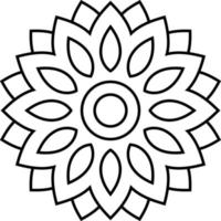 mandala simples, mandala floral preto e branco para colorir livro. mandalas para relaxamento, meditação vetor