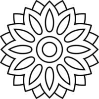 padrão circular fácil em forma de mandala, mandala floral preto e branco para colorir páginas de livros, adultos, idosos e crianças. vetor