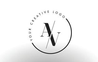 design de logotipo de carta com serifa av com corte interseccionado criativo. vetor