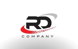 design de logotipo de letra ro moderno com swoosh pontilhado vermelho vetor