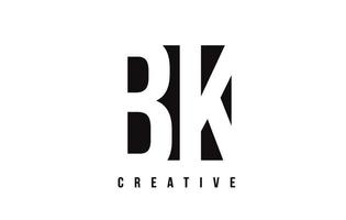 bk bk design de logotipo de letra branca com quadrado preto. vetor
