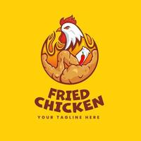 logotipo de frango frito quente vetor
