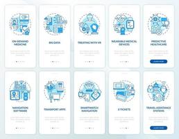 processo de digitalização de serviços públicos integrado conjunto de telas de páginas de aplicativos móveis. tech walkthrough 5 etapas de instruções gráficas com conceitos. modelo de vetor ui, ux, gui com ilustrações coloridas lineares