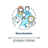 ícone do conceito de reavaliação. comprar mais não te deixa feliz. reduzir o consumo excessivo ilustração abstrata da linha fina da ideia. desenho de cor de contorno isolado vetor. curso editável vetor