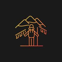 trekking no ícone do vetor gradiente nepal para o tema escuro. destino de montanhismo. caminhadas pelo Himalaia. símbolo de cor de linha fina. pictograma de estilo moderno. desenho de contorno isolado de vetor