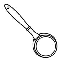 ícone de vetor de concha de cozinha. mão desenhada ilustração monocromática isolada no fundo branco. talheres para cozinhar sopa, mexer alimentos. esboço simples, doodle. clipart para decoração, design de menu, café