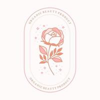 elemento de logotipo floral rosa mágico com estrelas e moldura vetor