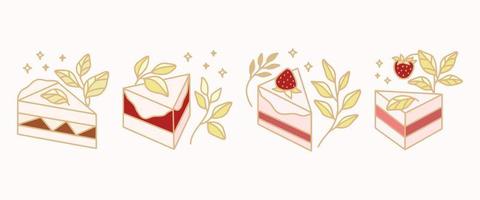 conjunto de elementos coloridos de pastelaria, bolo e padaria para logotipo de clipart ou comida vetor