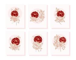 coleção de modelos de cartão romântico vintage com flores rosas cor de rosa vetor