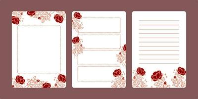 conjunto de blocos de notas florais, para fazer lista, cronograma e planejadores diários vetor