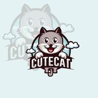 logotipo de gato fofo vetor