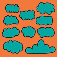 autocolante de desenho animado doodle nuvem vector pack