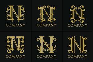 coleção de modelos de monograma de logotipo vintage n letter vetor