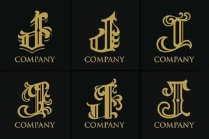 coleção de modelos de monograma de logotipo vintage j letra vetor