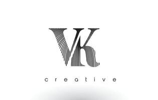 Design do logotipo vk com várias linhas e cores preto e branco. vetor