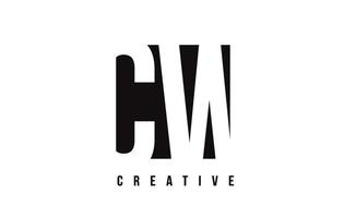 cw cw design de logotipo de letra branca com quadrado preto. vetor